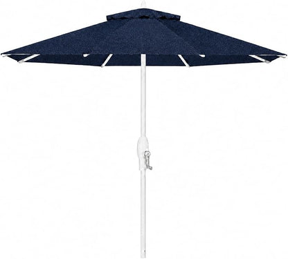 Treasure Garden 9ft Patio Umbrella - Outdoor Furniture Market Umbrella – Deluxe Auto-Tilt – White Aluminum Frame (Sunbrella, Spectrum Indigo)