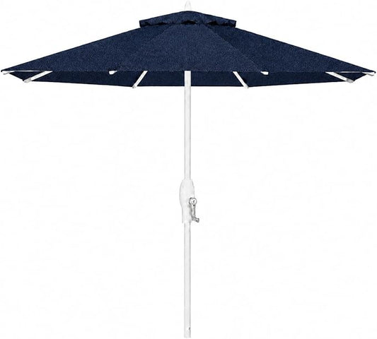 Treasure Garden 9ft Patio Umbrella - Outdoor Furniture Market Umbrella – Deluxe Auto-Tilt – White Aluminum Frame (Sunbrella, Spectrum Indigo)