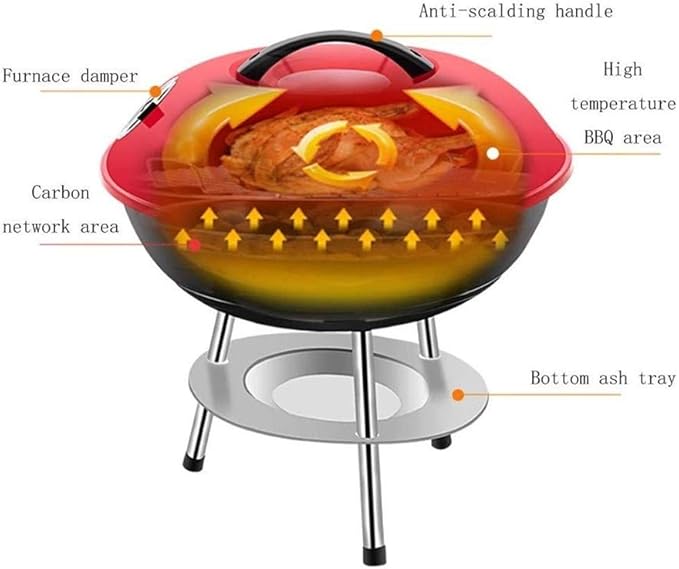 Portable Charcoal Grill for Camping BBQ, Outdoor Barbecue Grill with Thick Stainless Steel Round Oven, Multi-Person Camping Grill for Picnic & Party,A-1