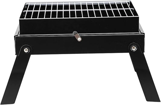Portable Charcoal Barbecue Grill, Mini Stainless Steel Compact Grill for Travel, Outdoor Cooking and BBQ, Camping Grill Picnic Patio Backyard
