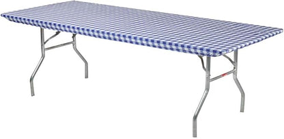 6' Rectangle Plastic Table Covers 30" x 72", Bundle of 5 (Blue Gingham)