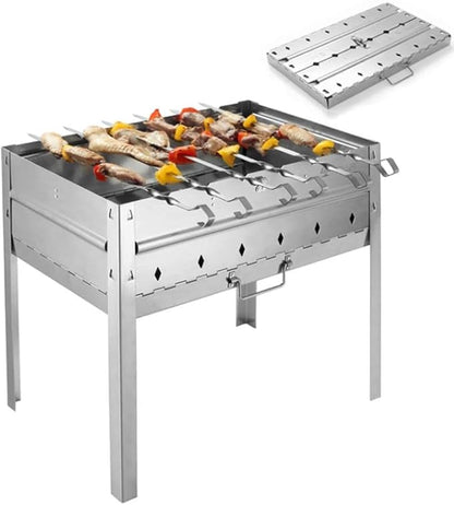Outdoor Picnic Charcoal Barbecues BBQ Grill Portable Foldable Large Barbecue Rack Carbon Charcoal Outdoor Barbecue Grill Outdoor Grill(51X30X48cm)
