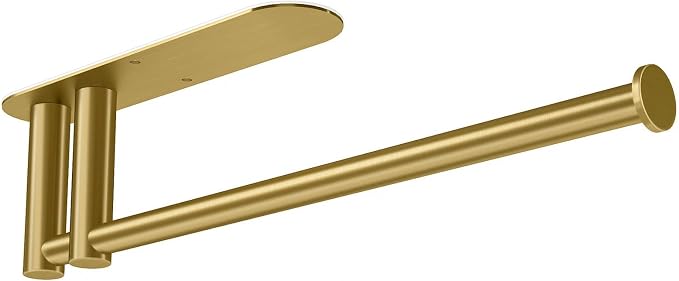 STWWO Under Cabinet Paper Towel Holder, Self Adhesive Paper Towel Rack Gold | Under Counter Under Sink Paper Towel Holder, Self-Adhesive or Wall Mounted, Fits Kitchens Bathrooms & RV