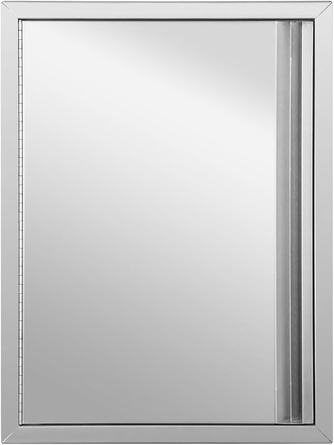 Stainless Steel Outdoor Kitchen Single Handleless BBQ Door, 18W 24H inch Opens Left or Right, Kitchen Cabinet Grill Station or BBQ Island