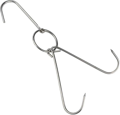 TIHOOD 6PCS 9.4" Stainless Steel Double Meat Hooks Roast Duck Bacon Shop Hook BBQ Grill Hanger Cooking Tools Accessories (6 Packs)