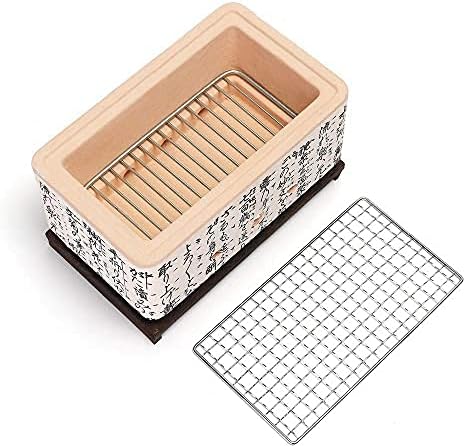 Japanese 4 in 1 Ceramic Hibachi, Table BBQ Grill, Yakitori Charcoal Portable Barbecue Stove for Outdoor Camping Grill