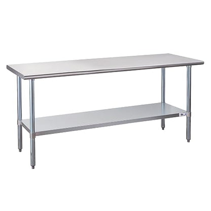 Profeeshaw Stainless Steel Prep Table 24''x72'' NSF Commercial Workbench | Metal Work Table, with Undershelf leveling feet; Heavy Duty Table for Kitchen, Restaurant, Home, Gargae, Hotel, 18-gauge 430