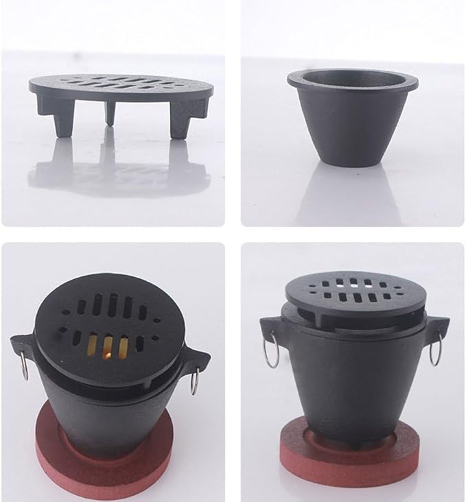 Portable Japanese Smokeless Mini Barbecue Charcoal Grill for Single Person Camping Picnic Party Cooking with Wooden Base and Fuel Holder