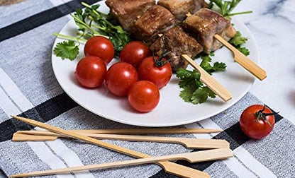 Gmark 100 Count Bamboo Paddle Skewers, 9 Inch Natural Flat Wooden BBQ Picks, Biodegradable Kabob Sticks for Grilling, Appetizers, Fruit, Meat & Shish Kebabs GM1077