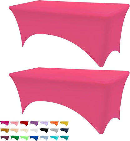 BDDC 6ft Stretch Spandex Fitted Table Cloth for 6 Foot Tables | GRS-Certified Eco-Friendly Fabric, Elastic Fit Rectangle Tablecloth, Washable, Wrinkle-Free, For Events & Parties