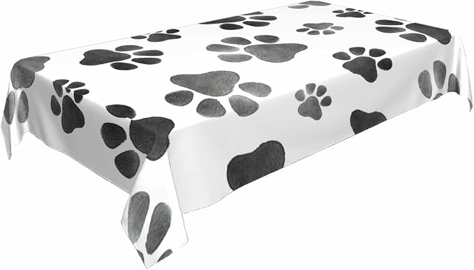 TKS MITLAN Dog Paws Cute Tablecloth 60x84 Inch Rectangular Animal Grey Footprints Oblong Table Cloth Kitchen Table Decorations for Home Dinner Party