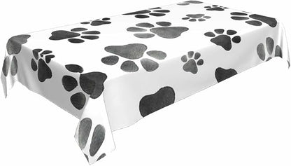 TKS MITLAN Dog Paws Cute Tablecloth 60x84 Inch Rectangular Animal Grey Footprints Oblong Table Cloth Kitchen Table Decorations for Home Dinner Party
