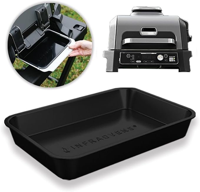 Drip Pan for Ninja Woodfire Outdoor Grill Pro XL, Pro Connect XL, OG850 OG951 Reusable Liner Silicone Tray, Non-Disposable and Heat Resistant for Wood Fire Smoker Air Fryer 7-in-1 by INFRAOVENS