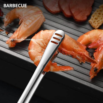 4 Pieces 11 Inches Korean BBQ Tongs Stainless Steel Grill Kitchen Food Tongs Tweezers Cooking Clamp Tool for Salad, Fish, Steak, Barbecue, Buffet, Meat