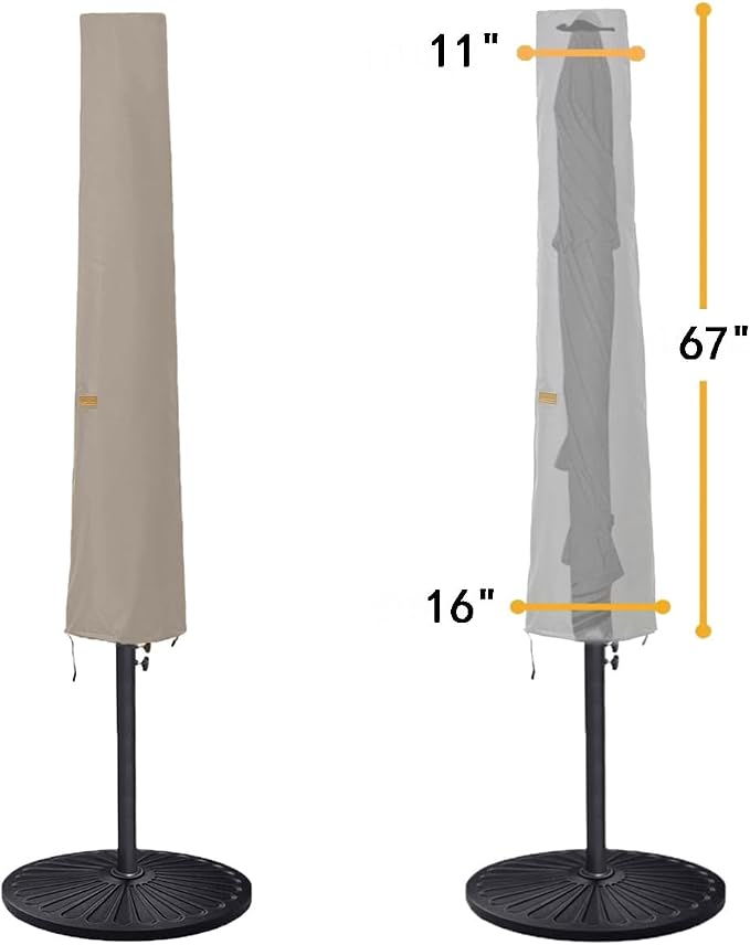 Umbrella Cover for 6ft to 9ft Patio Umbrellas, Waterproof and Durable Market Umbrella Cover with Zipper and Rod