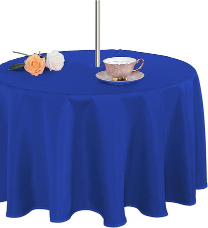 Fitable Outdoor and Indoor Tablecloth, Blue, 70 Inch Round | Washable Waterproof Wrinkle Free Table Cover, Zipper and Umbrella Hole, For Spring Summer Party Picnic Camping Patio