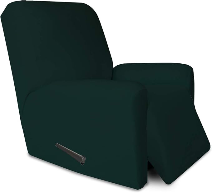 PureFit Stretc Recliner Chair Covers Fleece Soft Couch Covers for Sofa | Deep Teal 4-Pieces Recliner Slipcover Pocket Couch Protector, Fleece Sofa Cover Washable with Non Slip Elastic Bottom