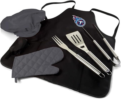 Picnic TIME BBQ Apron Tote Pro Grill Set, (Black with Gray Accents)