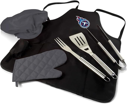 Picnic TIME BBQ Apron Tote Pro Grill Set, (Black with Gray Accents)