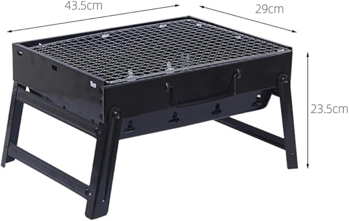 Portable Charcoal Grill for Camping BBQ, Smokeless Outdoor Barbecue Grill with Folding Stove Rack, Easy Carry & Install, Rivet Design,43.5 * 29 * 23.5Cm-D