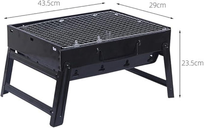Portable Charcoal Grill for Camping BBQ, Smokeless Outdoor Barbecue Grill with Folding Stove Rack, Easy Carry & Install, Rivet Design,43.5 * 29 * 23.5Cm-D