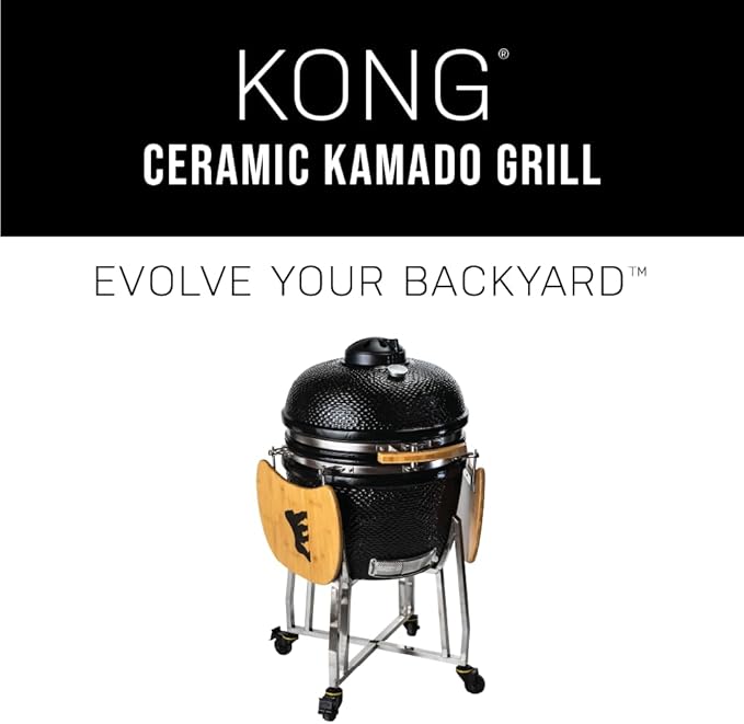 GRILLA Kong Ceramic Kamado Grill with Adjustable Vent, Ceramic Construction, 600 Square Inches of Cook Space for Outdoor Cooking, Grilling, Outdoor Grilling