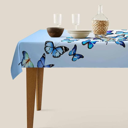 TKS MITLAN Tablecloth Butterflies Table Cloth Rectangle Table 52 x 70 Inch Blue Flying Butterflies Kitchen Decorations for Home Dinner Party