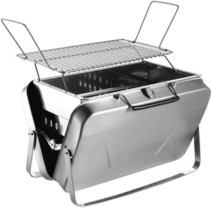 Stainless Steel Portable Charcoal Grill Foldable BBQ Tool Barbecue ，Silver