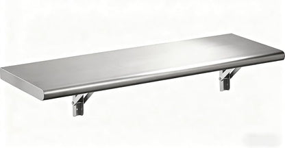 Concession Shelf 48"L x 12"W，22 gauge ASTM 304 Stainless Steel Folding Serving Food Shelves ，Wall Mount Shelving , Stainless Steel Shelf For Food Truck, grill area,BBQ working table, Restaurant .NSF