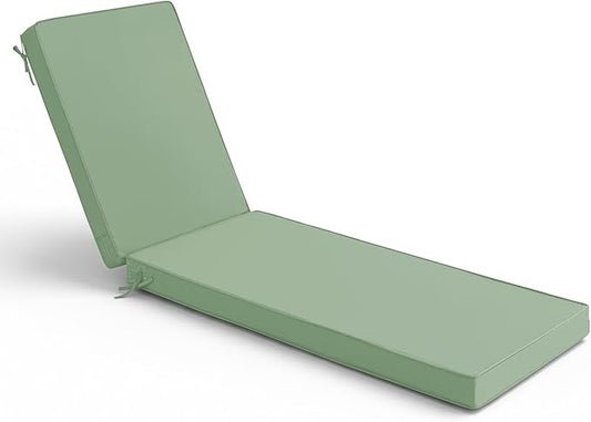 Summsun Chaise Lounge Cushions Outdoor - Waterproof and Fade Resistant Sun Lounger Replacement Cushions - Patio Lounger Pads with Removable Cover for Pool, Deck, Lawn, 72 x 21 x 3 Inch, Sage Green