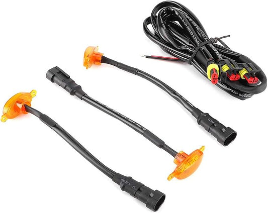 LED Grille Lights High Brightness Amber Yellow Front Bumper Cover Lamp for 2014 2017 ABS Plastic 3PCS