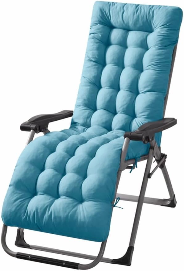 Patio Chaise Lounger Cushion， Rocking Chair Sofa Cushion with 6 Ties， Thick Padded Swing Bench Cushion， Zero Gravity Chair Cushion61x19x3in (Sky Blue)