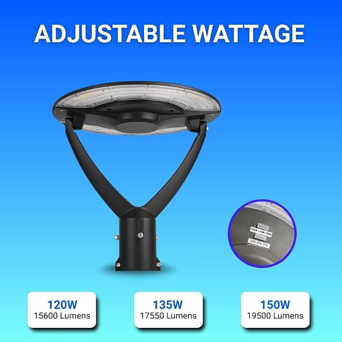 Outdoor Post Light Fixtures 120W / 135W / 150W LED Parking Lot Area Lighting Plaza Lighting, Garden Lighting Type IV Distribution 3000K / 4000K / 5000K AC100–277V 1 Pack