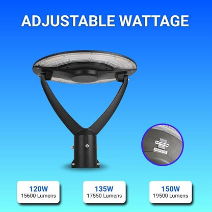 Outdoor Post Light Fixtures 120W / 135W / 150W LED Parking Lot Area Lighting Plaza Lighting, Garden Lighting Type IV Distribution 3000K / 4000K / 5000K AC100–277V 1 Pack