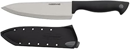 Farberware EdgeKeeper 6 Inch Chef Knife with Self-Sharpening Blade Cover, High-Carbon Stainless Steel Kitchen Knife for Slicing, Dicing, and Mincing