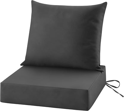 Patio Cushions for Outdoor Furniture, 24x24 Outdoor Couch Cushions, Waterproof & Fade-Resistant Patio Chair Cushions with Removable Cover, Replacement Outdoor Deep Seat Cushion, Dark Grey (Set of 1)