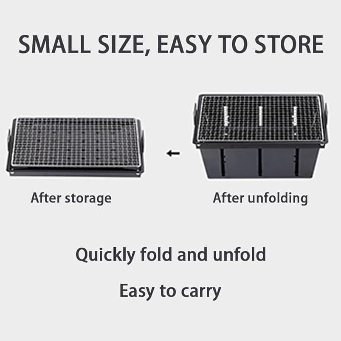 Blackdog Camping Charcoal Grill for IGT Table, Foldable Barbecue Grill, Portable Yakitori Grill for Outdoor Car Camping Cooking Tailgating