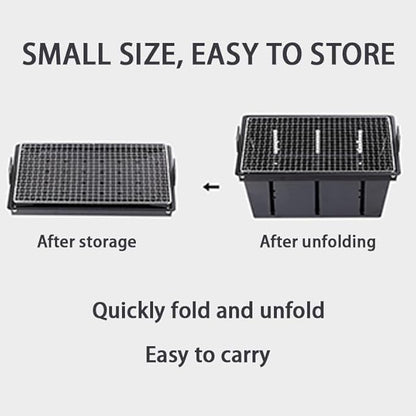 Blackdog Camping Charcoal Grill for IGT Table, Foldable Barbecue Grill, Portable Yakitori Grill for Outdoor Car Camping Cooking Tailgating