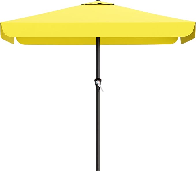 AreShark 8 X 10 FT Large Rectangular Patio Umbrella with Valance, Outdoor Table Market Umbrella w/Crank & 8 Ribs, Rectangle Outdoor Umbrellas for Garden, Deck, Yard and Poolside, Yellow