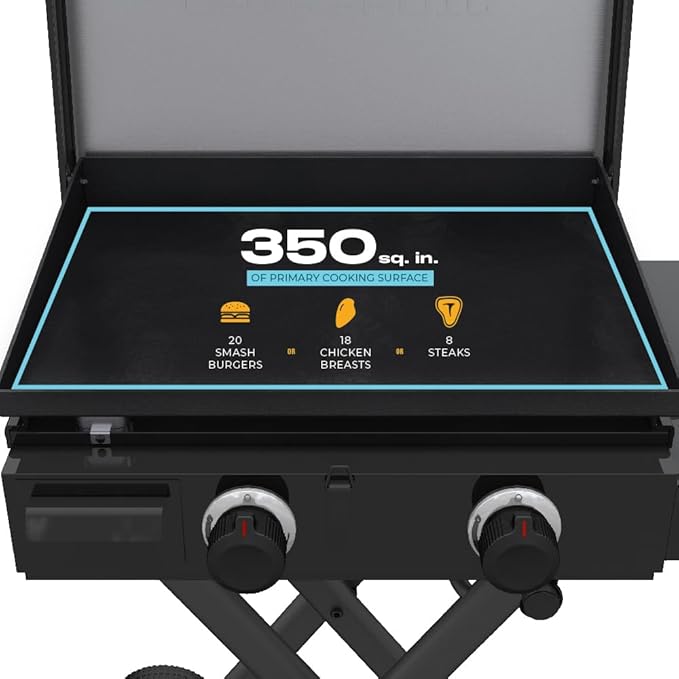 Charbroil 22" Performance Series Folding Cart 2-Burner Portable Propane Gas Griddle, Black - 463711223