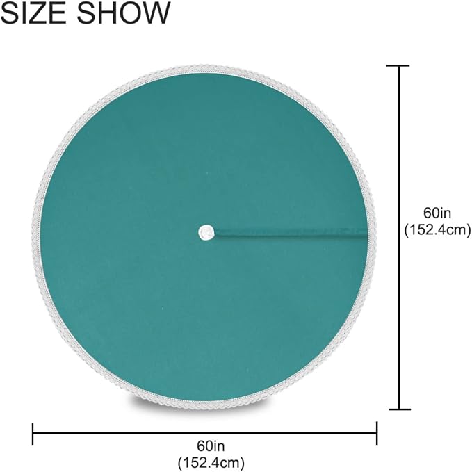 Teal Green Solid Color Round Tablecloth 60" Waterproof Spillproof Polyester Fabric Table Cover with Zipper Umbrella Hole for Outdoor Patio Garden Dining Party
