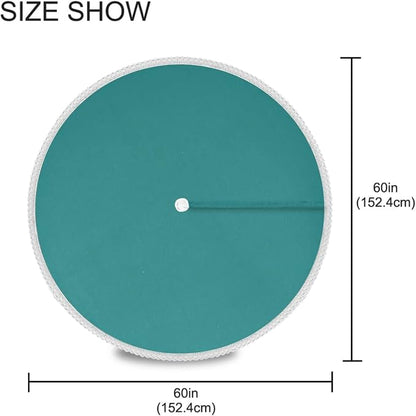 Teal Green Solid Color Round Tablecloth 60" Waterproof Spillproof Polyester Fabric Table Cover with Zipper Umbrella Hole for Outdoor Patio Garden Dining Party