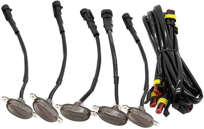 1Set(6Pieces) Universal Amber LED Lights Front Grille Compatible with Ford Toyota Truck Raptor Style Car Accessories with Harness
