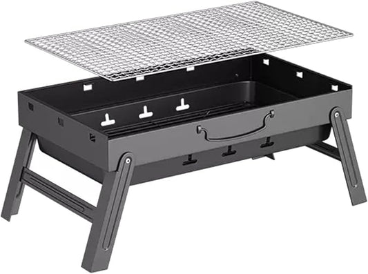 BBQ Barbecue Grill, Portable BBQ Folding Charcoal Barbecue Grill, with Baking Net, for Outdoor Backyard Cooking Camping Hiking, Picnics Trip,35x27x20cm