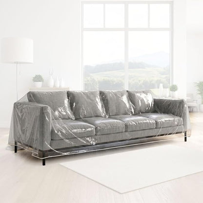 LAMINET Thick Crystal Clear Heavy-Duty Water Resistant Sofa/Couch Cover - Perfect for Protection Against CAT/Dog Clawing, Kids and Grandkids - Large Sofa - 42" BH x 18" FH x 108”W x 40”D