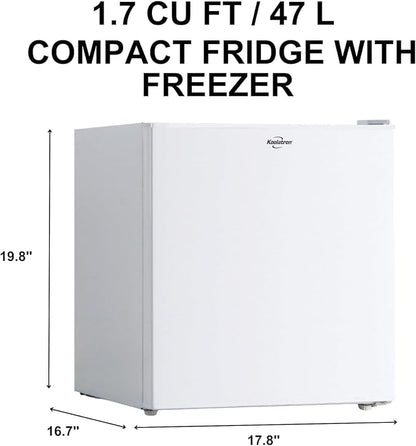 Koolatron 1.6 Cu.Ft Mini Fridge with Freezer Reversible Single Door Compact Refrigerator Adjustable Thermostat Energy Saving Mini Fridge for Bedroom Office Dorm Neveras Pequeñpara (White)
