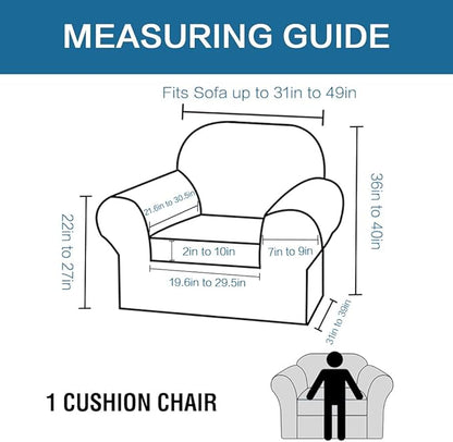 H.VERSAILTEX Rich Velvet Stretch 2 Piece Chair Cover Chair Slipcover Sofa Cover Furniture Protector Couch Soft with Elastic Bottom Chair Couch Cover with Arms Width Up to 49 Inch(Chair,Peacock Blue)