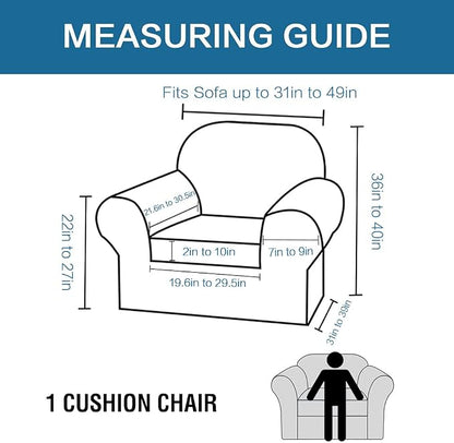 H.VERSAILTEX Rich Velvet Stretch 2 Piece Cover Chair Slipcover Sofa Cover Furniture Protector Couch Soft with Elastic Bottom Chair Couch Cover with Arms Width Up to 49 Inch(Chair,Grey)