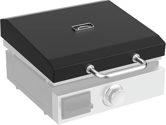 Upgraded Griddle Hinged Lid for 17" Blackstone 1971 1832 1814 1900 1650 1819 2142 1945 1939 1867 and More, Hard Cover Hood with Thermometer for Blackstone 17 Inch Griddle Accessories