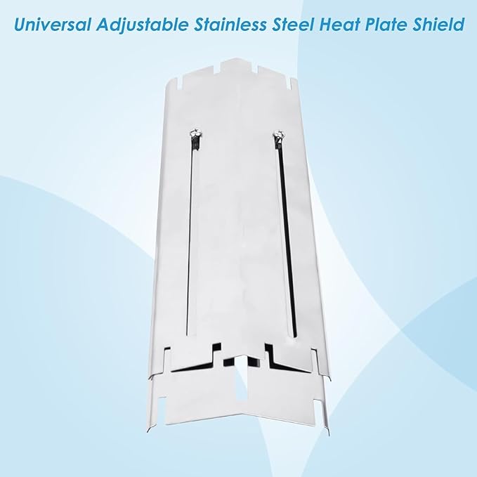 5-Pack Universal Grill Heat Plates Extends from 11.75" up to 21" Adjustable Stainless Steel Heat Shield, Flavorizer Bar, Grill Heat Tent, Burner Cover, Flame Tamer for Gas Grill Parts